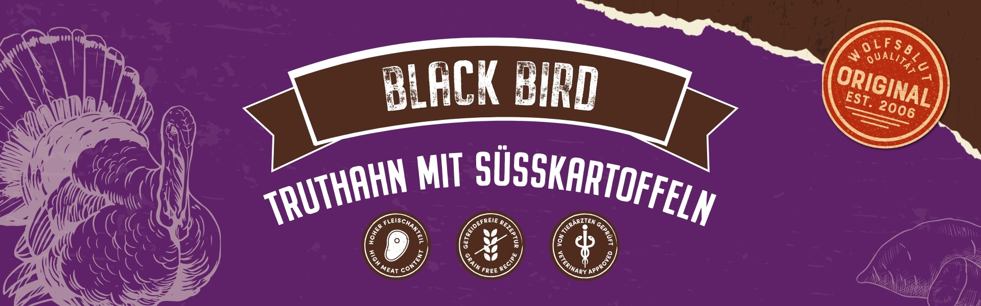 Wolfsblut Sorte Black Bird - Truthahn mit Süßkartoffeln